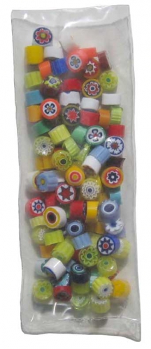 Millefiori Slices,COE 104,transparent,mixed colours,diameter ca. 5 - 6 mm,ca. 20 g,ca. 90 pieces,item number 3578099.