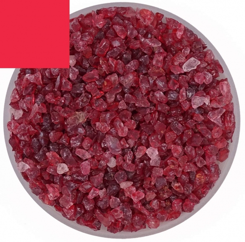 Optul Glass,float frit,granulate 5,coarse,COE 82,transparent,gold ruby,code 4005,ca. 1 kg,item number 3591215.