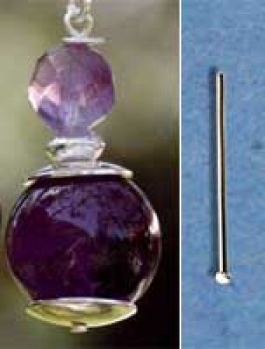 Silver pin,head pin,Sterling Silver,Ø ca. 0,8 mm,length ca. 30 mm