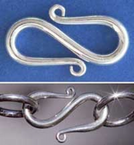 Closure,S-hook,symmetrical,Sterling Silver,length ca. 18 mm