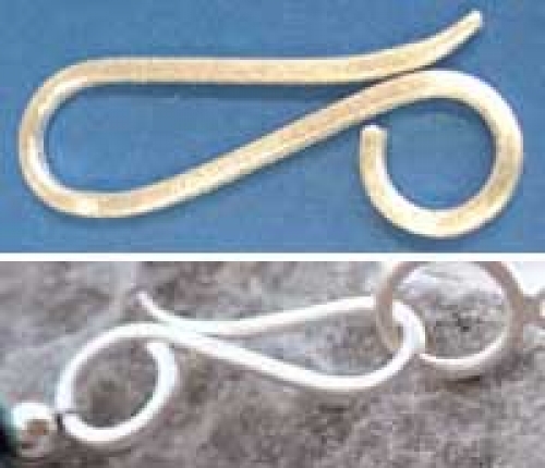 Closure,S-hook,asymmetrical,Sterling Silver,brushed,length ca. 32 mm