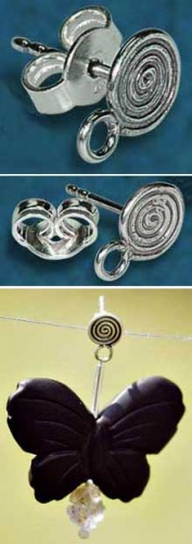 Ear stud," Bali ",Ø ca. 7 mm,with ring,925 Sterling Silver