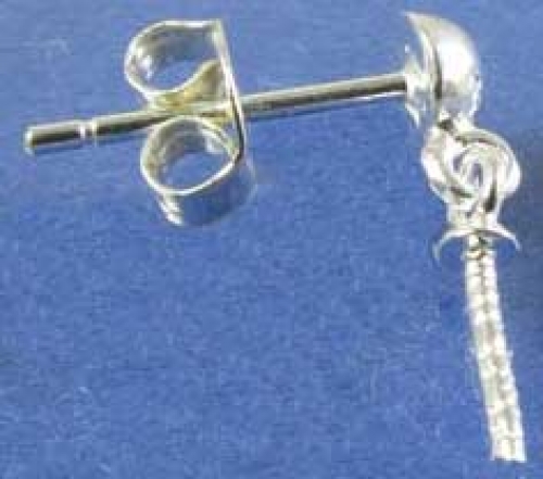 Ear studs with half bead,Ø ca. 4 mm,and pin,Sterling Silver,1 pair