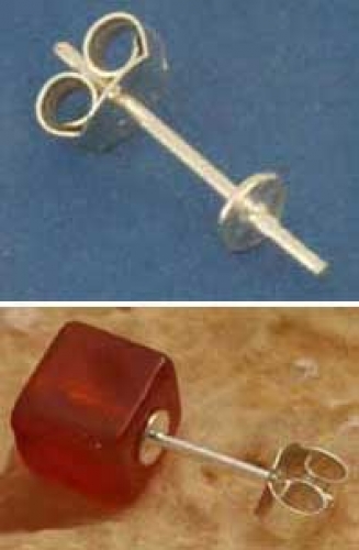 Ear studs with flat board,Ø ca. 3 mm,and pin,Sterling Silver,1 pair