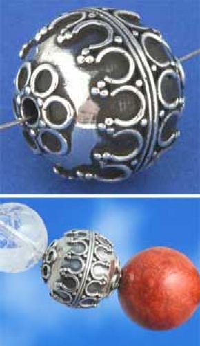 Intermediate part,ethno style,Sterling Silver,Bali bead,king,Ø ca. 16 mm