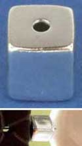 Intermediate part,cube,light,centrical drilled,Silver,polished,6 mm