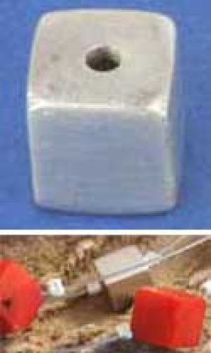 Intermediate part,cube,light,centrical drilled,Silver,satined,5 mm