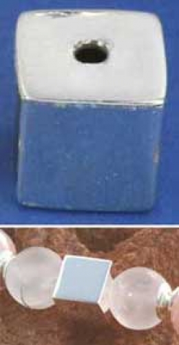 Intermediate part,cube,centrical drilled,Sterling Silver,glossy,5 mm