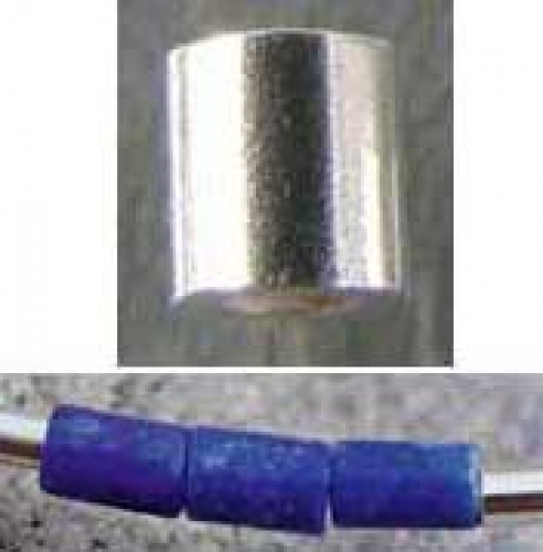 Tubes for crushing,Sterling Silver,inner Ø 1 mm,length 2,2 mm,100 pieces