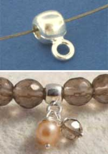 Intermediate part,Sterling Silver,bead,Ø ca. 4 mm,bored,with loop