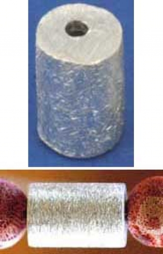 Intermediate part,cylinder,round,Sterling Silver,brushed,6 x 10 mm