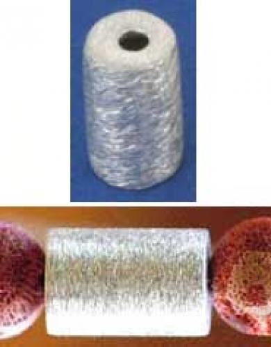 Intermediate part,cylinder,round,Sterling Silver,brushed,4 x 7 mm