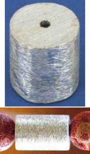 Intermediate part,cylinder,round,Sterling Silver,brushed,10 x 15 mm