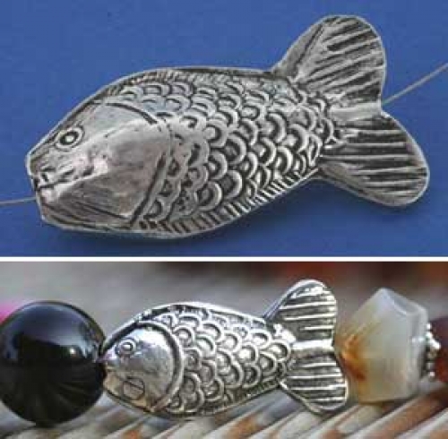 Inter. part,ethno style,Sterling Silver,fish with flat border,length ca. 36 mm