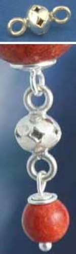 Intermediate part,ethno style,Silver,bead,Ø ca. 5,5 mm,perforated,2 loops