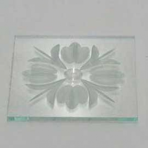 Fries square , ca. 10 x 10 cm , float glass , " Lily "