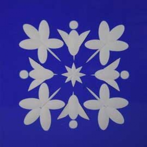 Fries square , ca. 12 x 12 cm , blue , " Flowerfield "