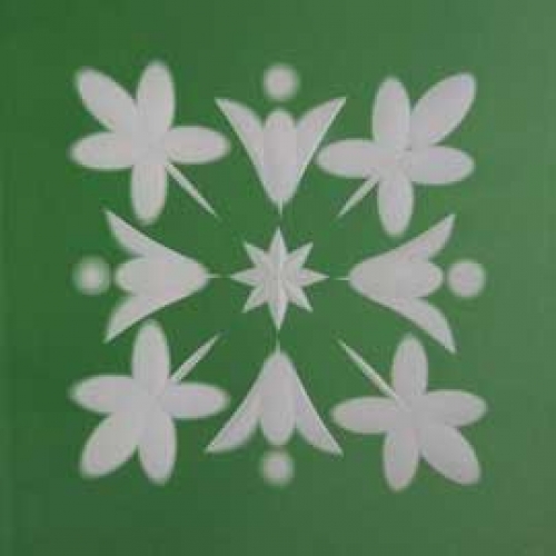 Fries square , ca. 12 x 12 cm , green , " Flowerfield "
