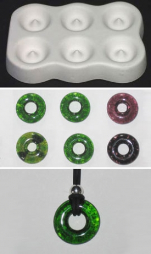 Casting mold for six pendants,round,for Ø ca. 25 mm