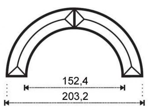 Bevels,width ca. 1",curve,two-piece,outer diameter ca. 8"