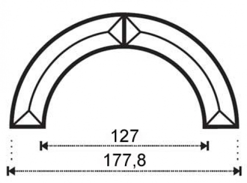 Bevels,width ca. 1",curve,two-piece,outer diameter ca. 7"