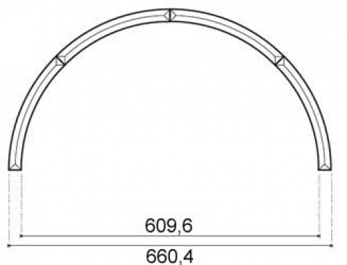 Bevels,width ca. 1",curve,four-piece,outer diameter ca. 26"