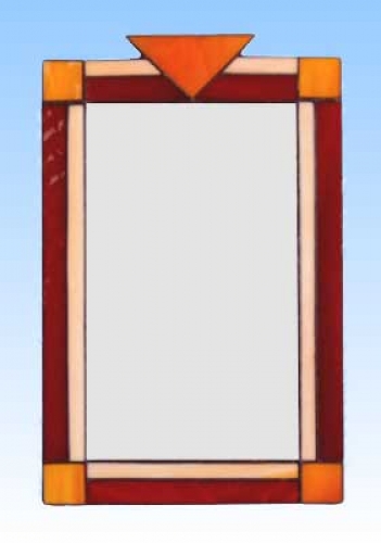 Mirror " Double Edge ",orange,red,ca. 27 x 17 cm