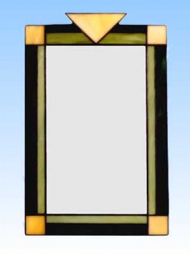 Mirror " Double Edge ",green,yellow,ca. 27 x 17 cm