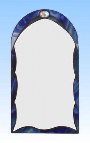 Mirror " Bow Window with Stone ",blue,ca. 29 x 16 cm