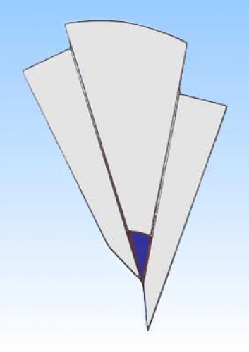Mirror  " Blue Triangle ",ca. 29 x 18 cm