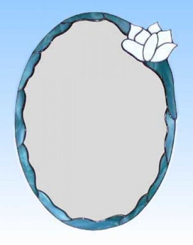 Mirror " Water-Lily , oval ",ca. 39 x 28 cm