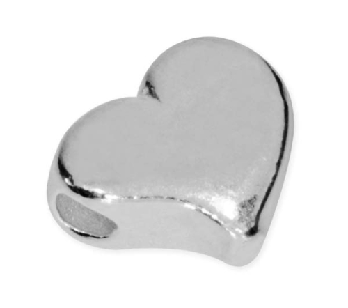 Jewellery pendant for threading," Heart ",ca. 6 x 7 mm,hole diameter ca. 1,5 mm,Sterling Silver,1 piece,item number 3832E.