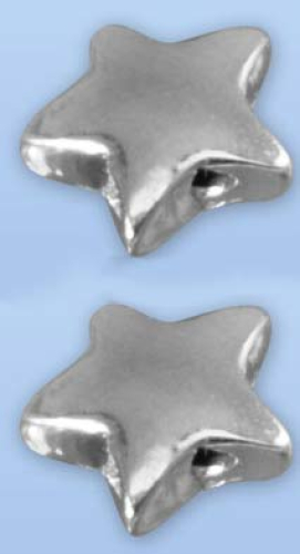 Jewellery pendant for threading," Stars ",diameter ca. 6,5 mm,hole diameter ca. 1,5 mm,Sterling Silver,2 pieces,item number 3833E-2.