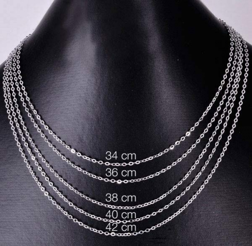 Anchor chain,with spring ring,925 Sterling Silver,rhodium-plated,flat,link size ca. 1,6 mm,length ca. 38 cm,item number 2222AR.