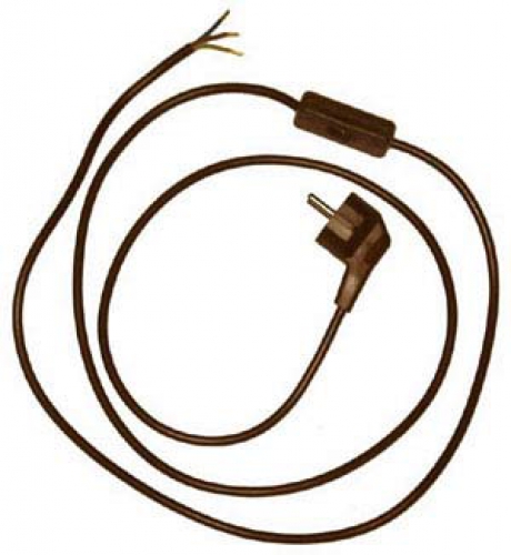 Lamp cable,3-way,with plug and switch,length ca. 2 m,brown,item number 2010501.