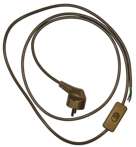 Lamp cable,3-way,with plug and switch,length ca. 2 m,gold-coloured,item number 2010500.