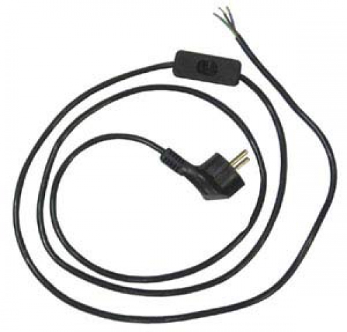 Lamp cable,3-way,with plug and switch,length ca. 2 m,black,item number 2010502.