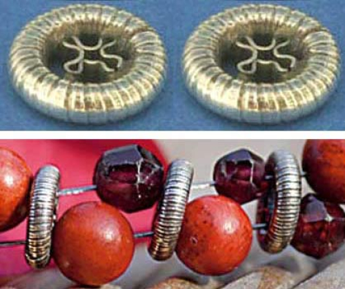 Zwischenteile,Ethnostil,925er Sterling Silber,Bali-Räder,Ø ca. 8 mm,2 Stücke,Artikelnummer 3908A-2.