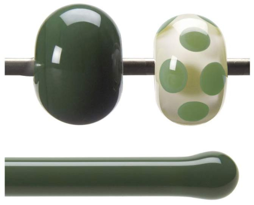 Bullseye rod,COE 90,dark forest green,opalescent,code 0141,l. ca. 43 cm