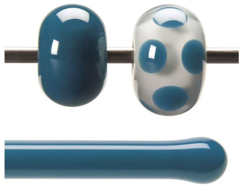 Bullseye rod,COE 90,steel blue,opalescent,code 0146,l. ca. 43 cm
