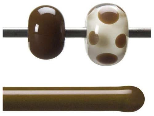 Bullseye rod,COE 90,woodland brown,opalescent,code 0203,l. ca. 43 cm