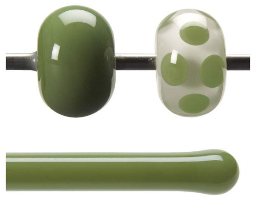 Bullseye rod,COE 90,olive green,opalescent,code 0212,l. ca. 43 cm