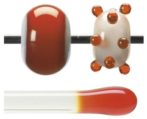 Bullseye rod,COE 90,orange,transparent,code 1125,l. ca. 43 cm