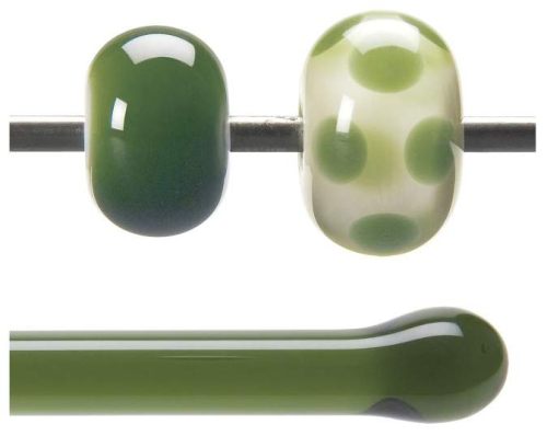 Bullseye rod,COE 90,olive green,transparent,code 1141,l. ca. 43 cm