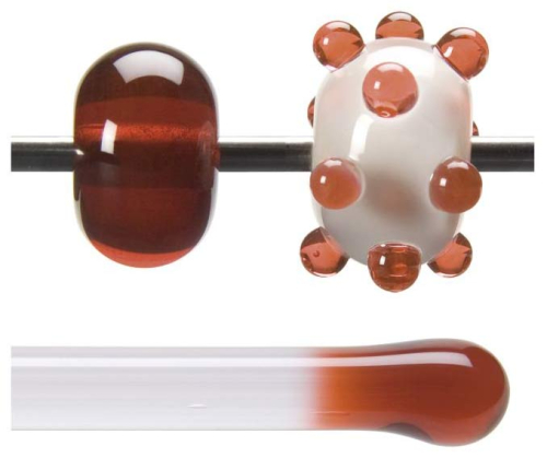 Bullseye rod,COE 90,sunset coral,transparent,code 1305,l. ca. 43 cm