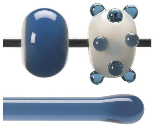 Bullseye rod,COE 90,steel blue,transparent,code 1406,l. ca. 43 cm