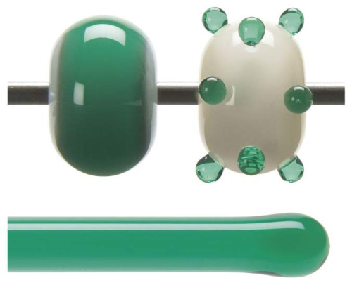 Bullseye rod,COE 90,emerald green,transparent,code 1417,l. ca. 43 cm
