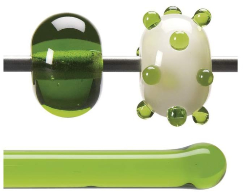 Bullseye rod,COE 90,spring green,transparent,code 1426,l. ca. 43 cm