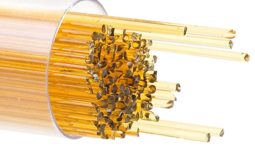 Bullseye stringer,Ø ca. 2 mm,COE 90,transparent,medium amber,code 1137,ca. 180 g