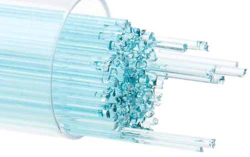 Bullseye stringer,Ø ca. 2 mm,COE 90,transparent,aqua blue tint,code 1808,ca. 180 g
